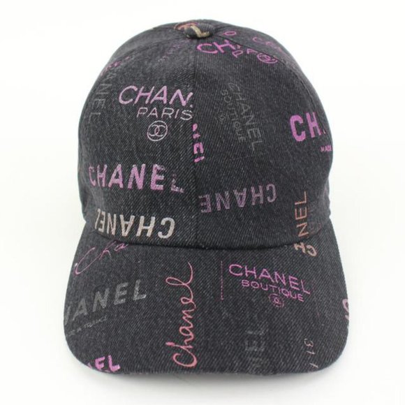Chanel 22P Black Denim x Pink CC Logo All Over Baseball Cap 98ck323s - Picture 3 of 12